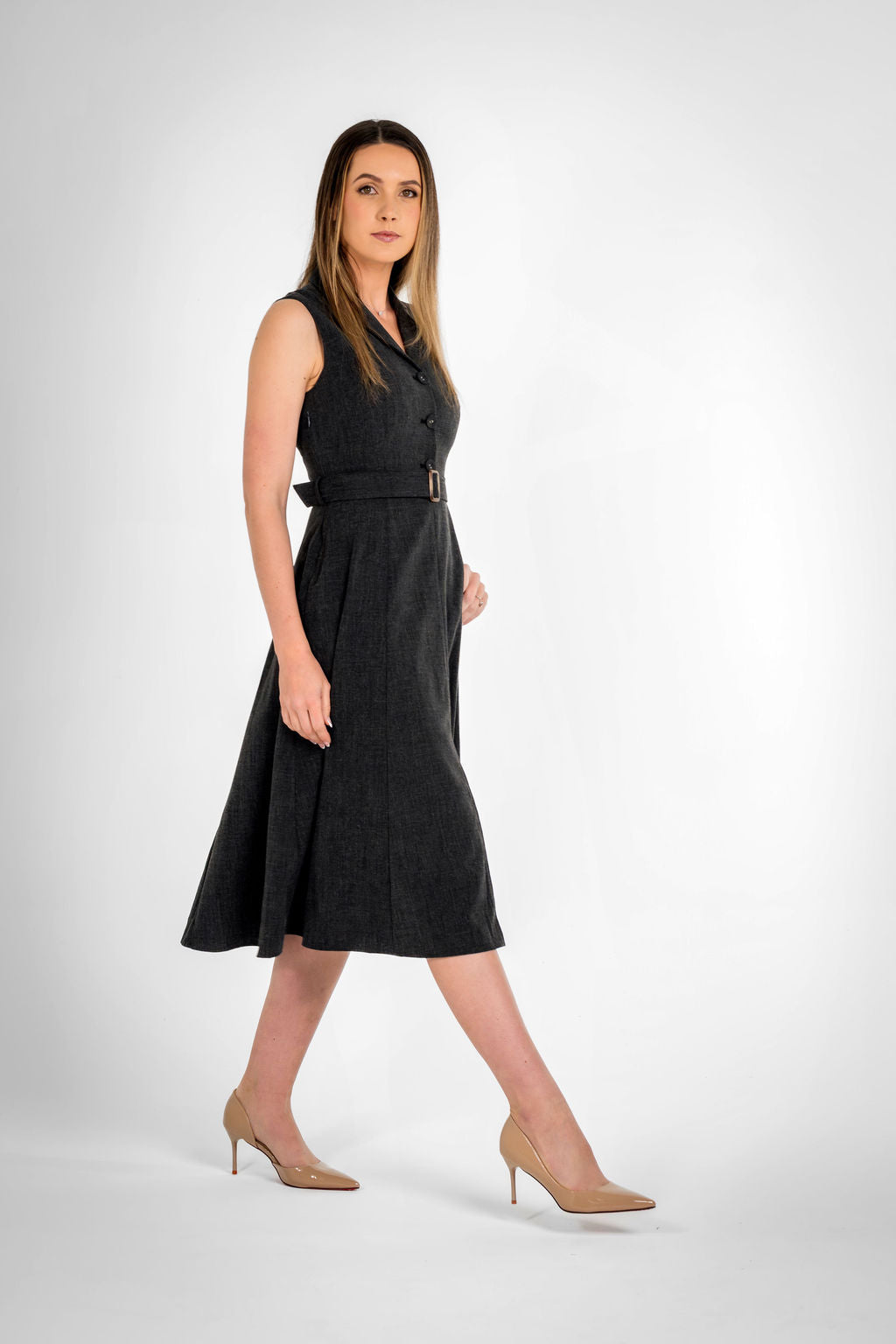 Black Button Up Dress with Collar