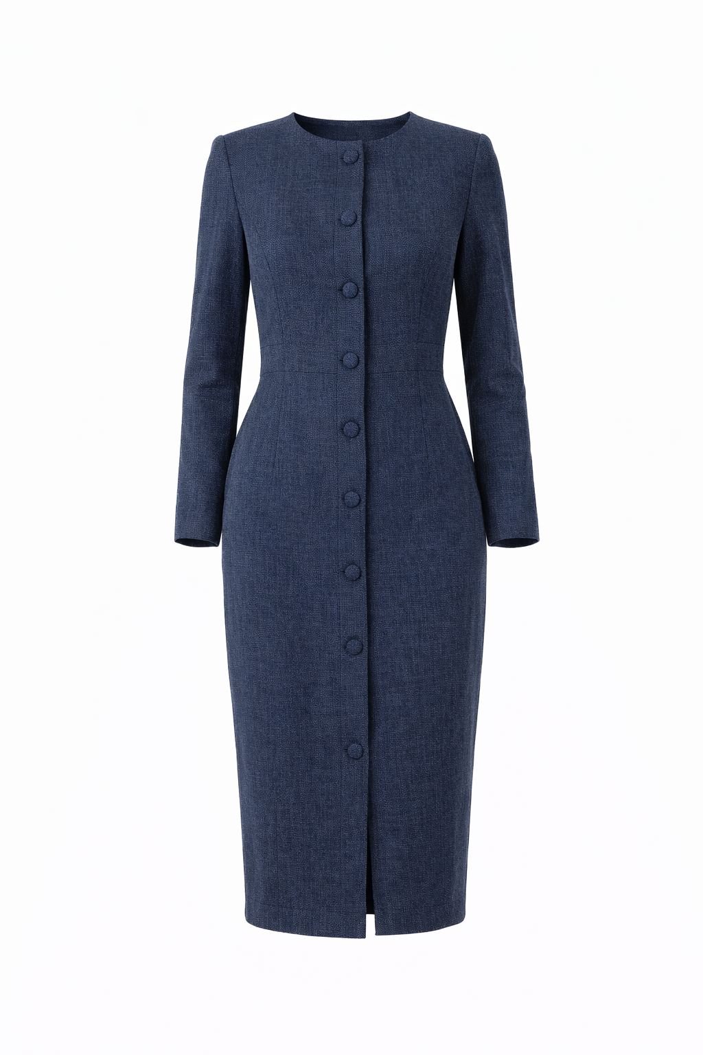 Savannah Texture Navy Blue Button Dress