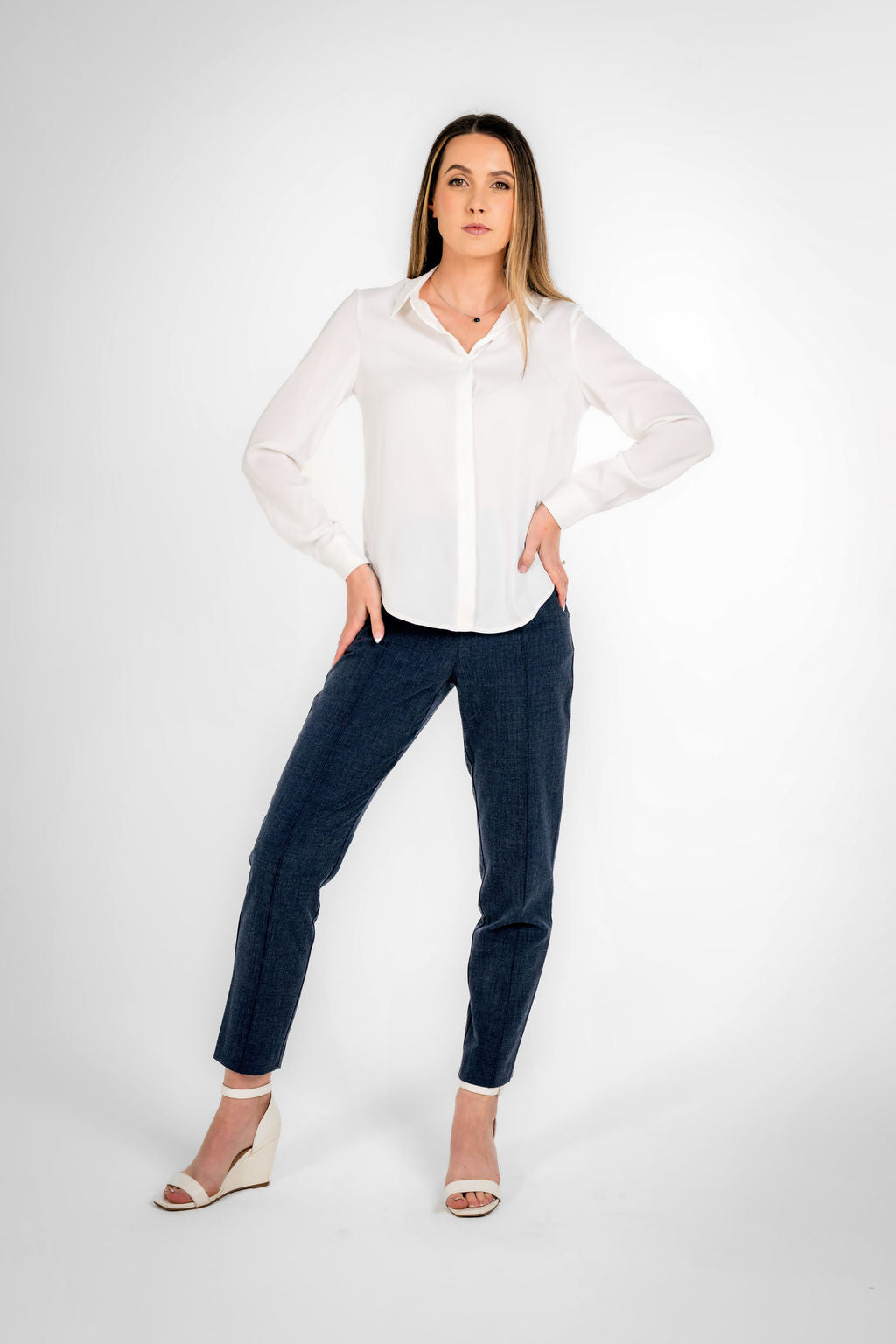 Sydney white collared formal shirt