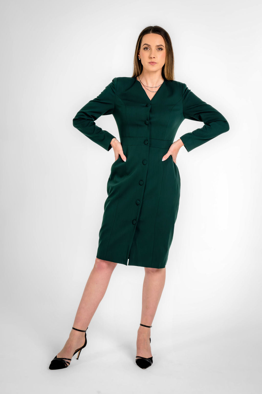Savannah Olive Button Dress