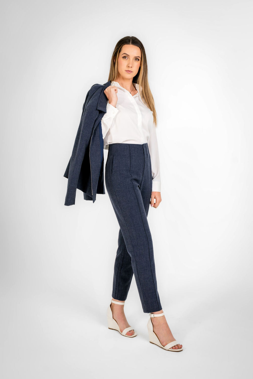 Florence Texture Navy Blue Chain Jacket