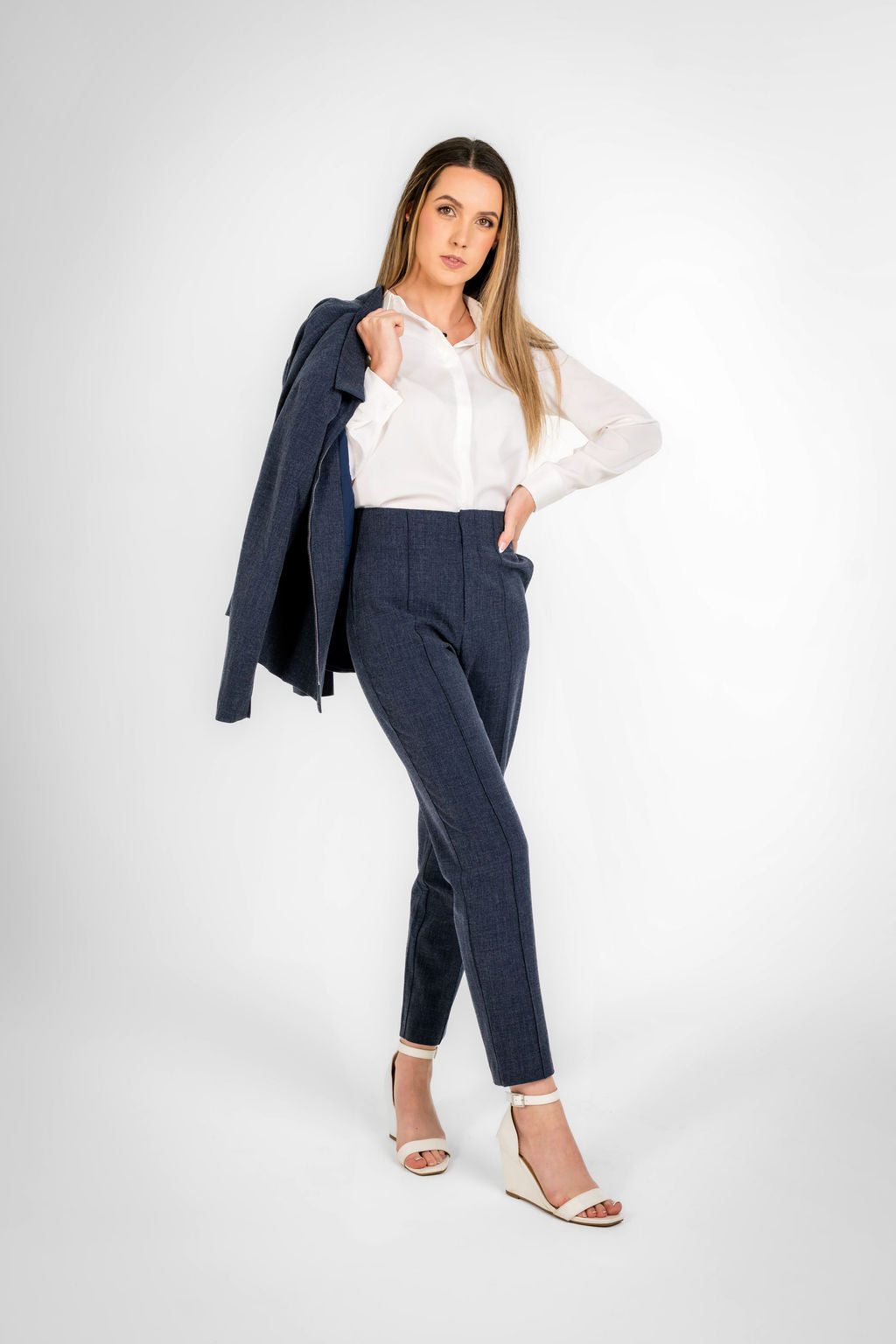 Florence Texture Navy Blue Chain Jacket