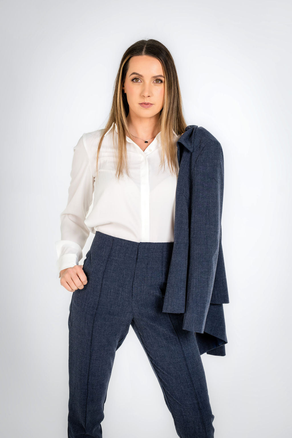 Florence Texture Navy Blue Chain Jacket