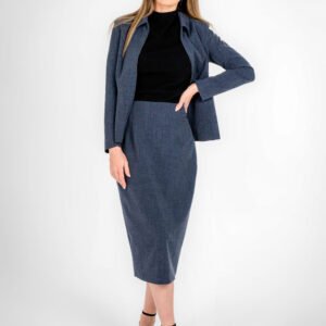 Alaxandria Texture Navy Blue Long Skirt