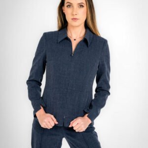 Florence Texture Navy Blue Chain Jacket